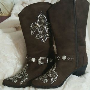 Suede & Rhinestone Boots